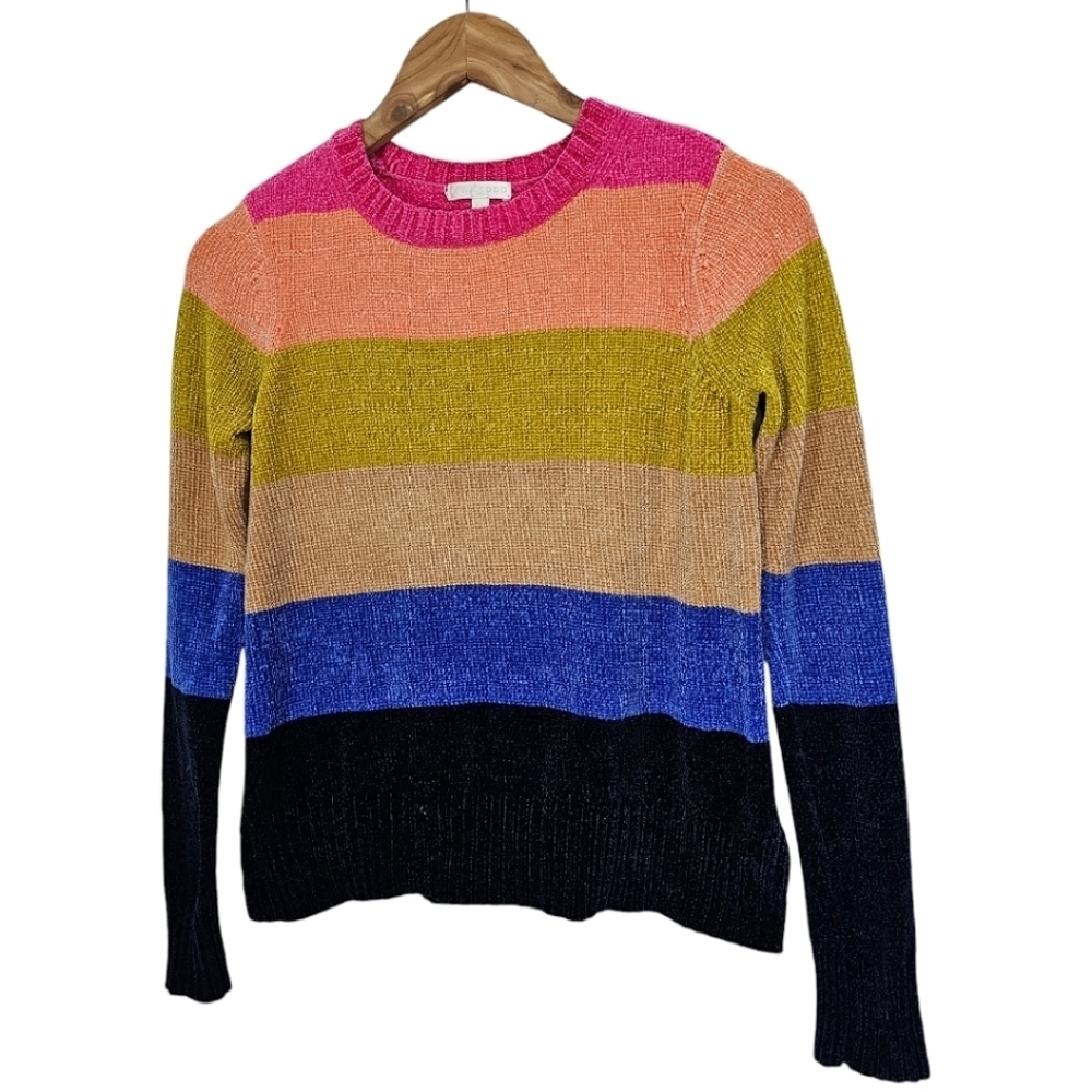 Lisa Todd Colorful Striped Crew Neck Soft Sweater Rainbow Size XS Fall Fashion - Picture 2 of 11